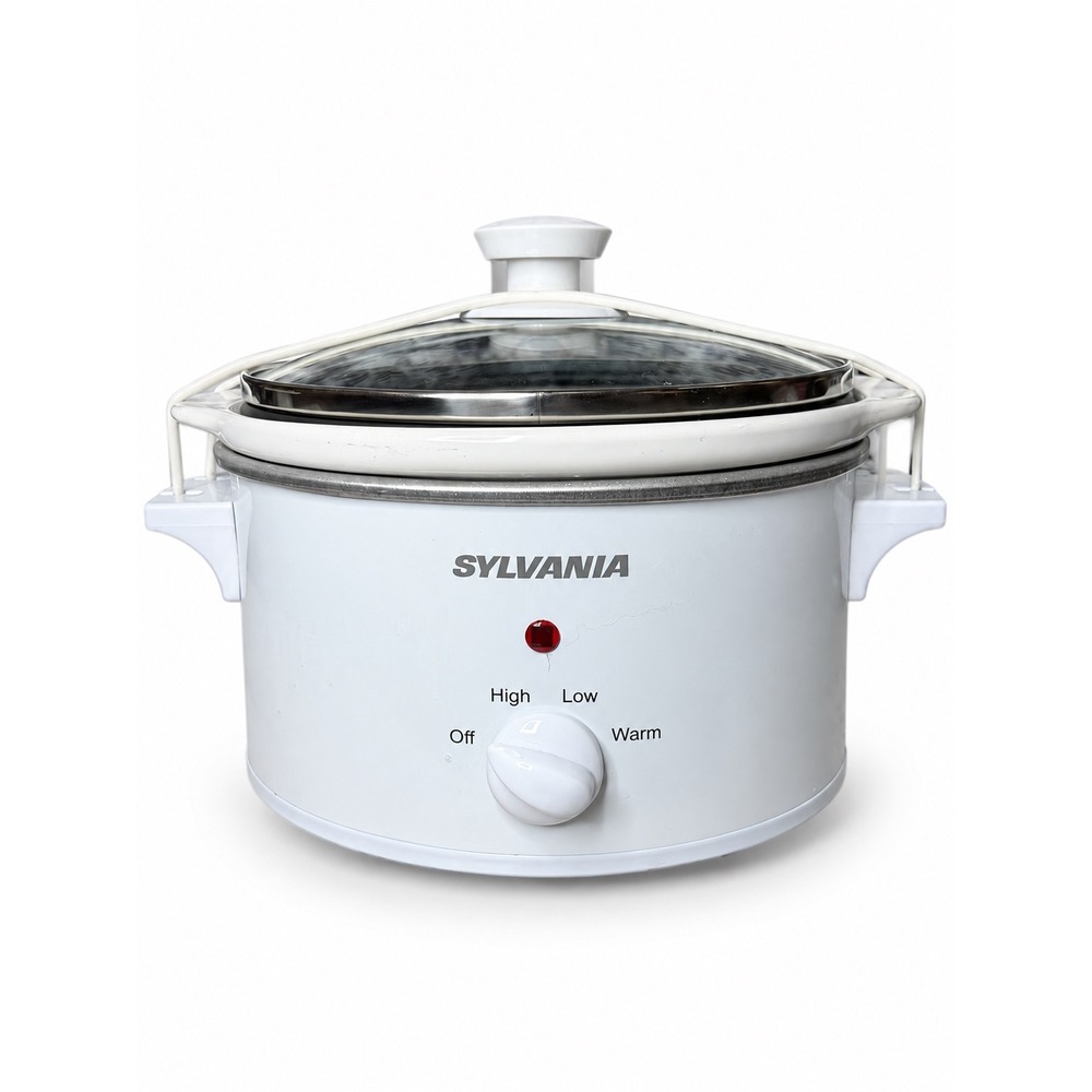 Sylvania 1.5QT Oval Slow Cooker White WJ-1500EL Ceramic Crock Glass Lid